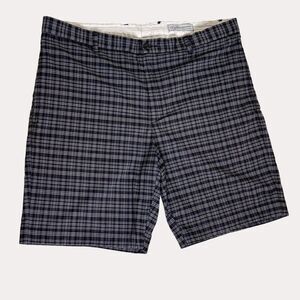 Greg Norman Mens Golf Shorts Plaid Navy Blue White 38 bv